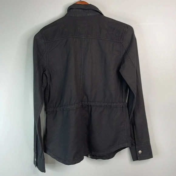 VOLCOM Day Dreamer Linen Blend Utility Jacket Black Zip Snap Drawstring Size S - Picture 9 of 14